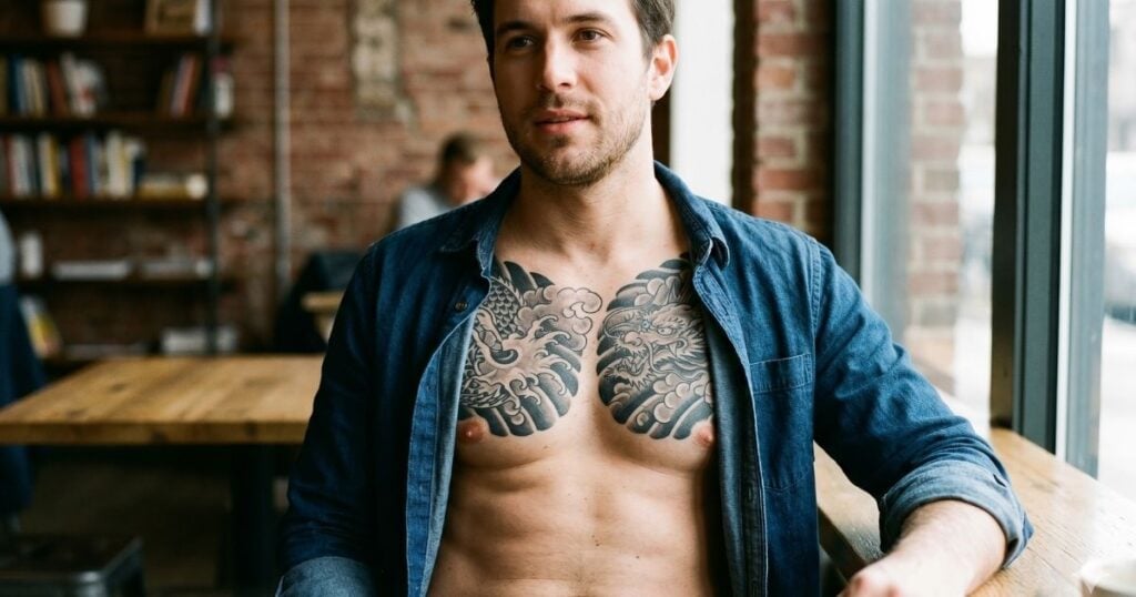 chest with tattoo